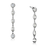 3W1049 - Rhodium Brass Earrings with AAA Grade CZ in Clear - Alamode - Flyclothing LLC