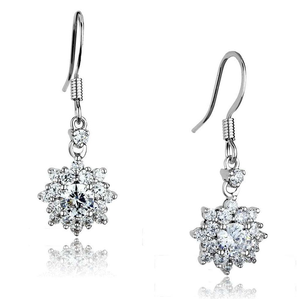 3W1054 - Rhodium Brass Earrings with AAA Grade CZ in Clear - Alamode - Flyclothing LLC