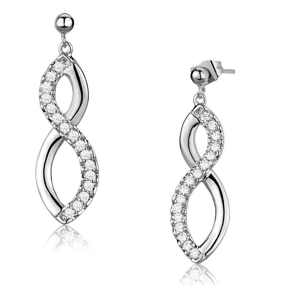 3W1055 - Rhodium Brass Earrings with AAA Grade CZ in Clear - Alamode - Flyclothing LLC