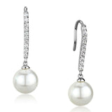 3W1059 - Rhodium Brass Earrings with Synthetic Pearl in White - Alamode - Flyclothing LLC