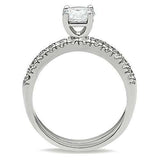 3W105 - Rhodium Brass Ring with AAA Grade CZ in Clear - Alamode - Flyclothing LLC