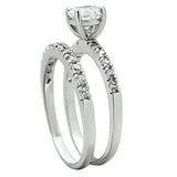 3W105 - Rhodium Brass Ring with AAA Grade CZ in Clear - Alamode - Flyclothing LLC