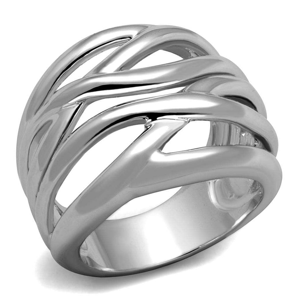 3W1067 - Rhodium Brass Ring with No Stone - Alamode - Flyclothing LLC