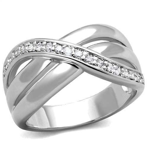 3W1071 - Rhodium Brass Ring with AAA Grade CZ in Clear - Alamode - Flyclothing LLC