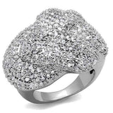 3W1078 - Rhodium Brass Ring with AAA Grade CZ in Clear - Alamode - Flyclothing LLC