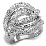 3W1081 - Rhodium Brass Ring with AAA Grade CZ in Clear - Alamode - Flyclothing LLC