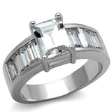 3W1086 - Rhodium Brass Ring with AAA Grade CZ in Clear - Alamode - Flyclothing LLC