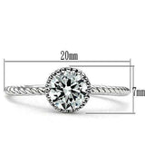 3W108 - Rhodium Brass Ring with AAA Grade CZ in Clear - Alamode - Flyclothing LLC