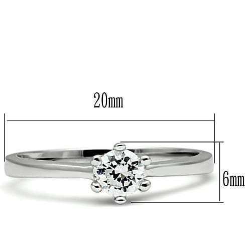3W109 - Rhodium Brass Ring with AAA Grade CZ in Clear - Alamode - Flyclothing LLC