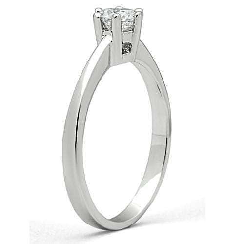 3W109 - Rhodium Brass Ring with AAA Grade CZ in Clear - Alamode - Flyclothing LLC