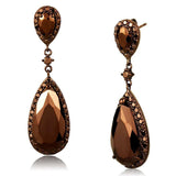 3W1110 - IP Coffee light Brass Earrings with AAA Grade CZ in Light Coffee - Alamode - Flyclothing LLC