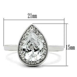 3W111 - Rhodium Brass Ring with AAA Grade CZ in Clear - Alamode - Flyclothing LLC