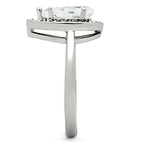 3W111 - Rhodium Brass Ring with AAA Grade CZ in Clear - Alamode - Flyclothing LLC