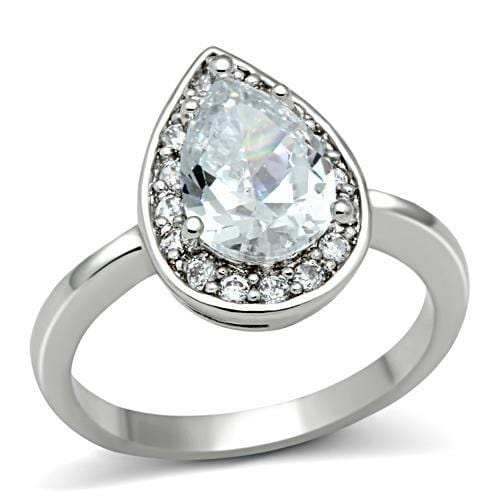 3W111 - Rhodium Brass Ring with AAA Grade CZ in Clear - Alamode - Flyclothing LLC