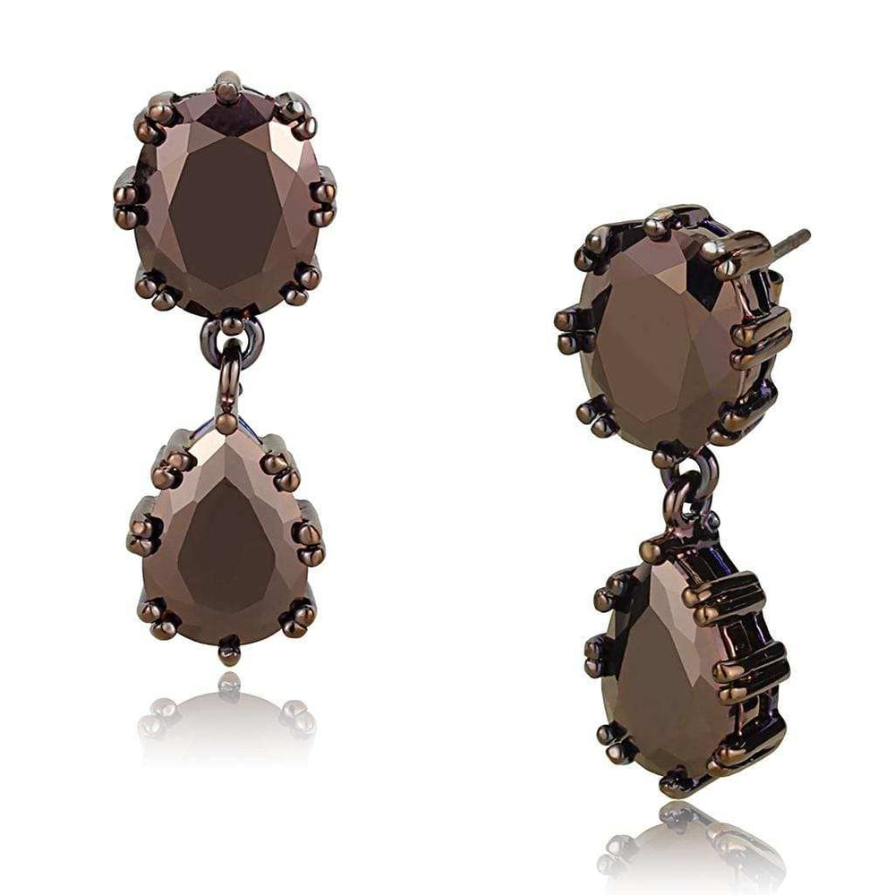 3W1121 - IP Coffee light Brass Earrings with AAA Grade CZ in Light Coffee - Alamode - Flyclothing LLC