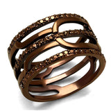 3W1126 - IP Coffee light Brass Ring with AAA Grade CZ in Light Coffee - Alamode - Flyclothing LLC