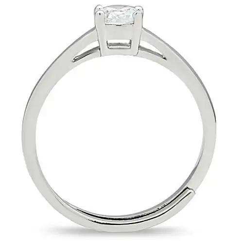 3W112 - Rhodium Brass Ring with AAA Grade CZ in Clear - Alamode - Flyclothing LLC