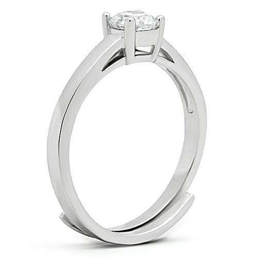 3W112 - Rhodium Brass Ring with AAA Grade CZ in Clear - Alamode - Flyclothing LLC