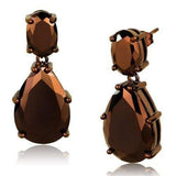 3W1135 - IP Coffee light Brass Earrings with AAA Grade CZ in Light Coffee - Alamode - Flyclothing LLC