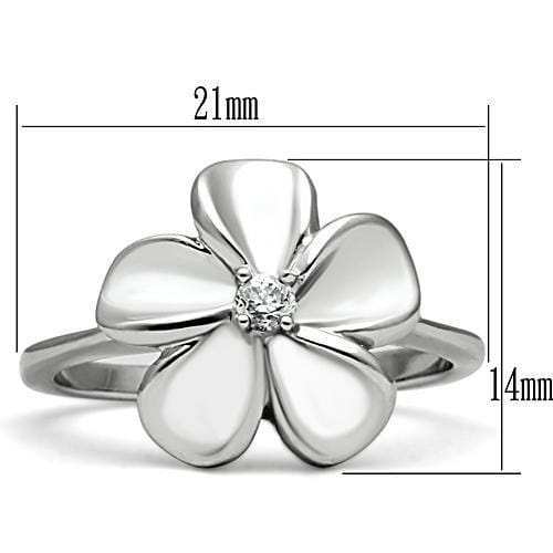 3W113 - Rhodium Brass Ring with AAA Grade CZ in Clear - Alamode - Flyclothing LLC