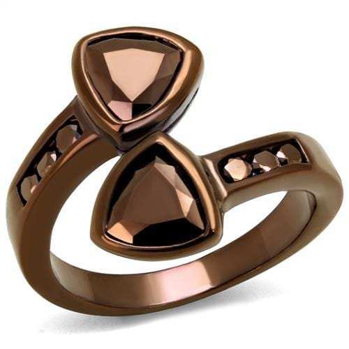 3W1172 - IP Coffee light Brass Ring with AAA Grade CZ in Light Coffee - Alamode - Flyclothing LLC