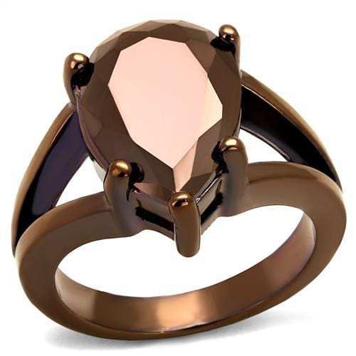 3W1174 - IP Coffee light Brass Ring with AAA Grade CZ in Light Coffee - Alamode - Flyclothing LLC