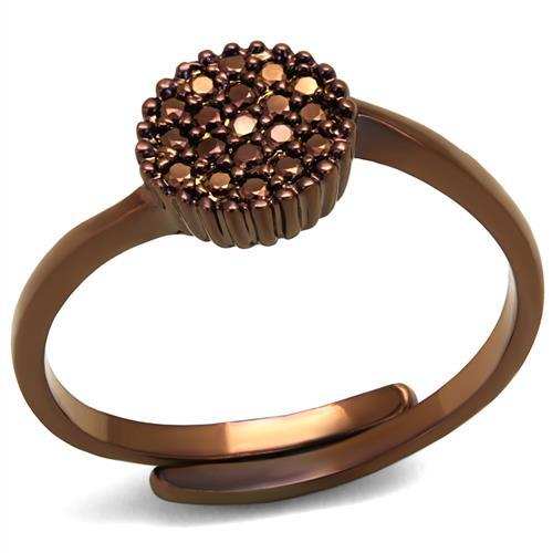 3W1177 - IP Coffee light Brass Ring with AAA Grade CZ in Light Coffee - Alamode - Flyclothing LLC