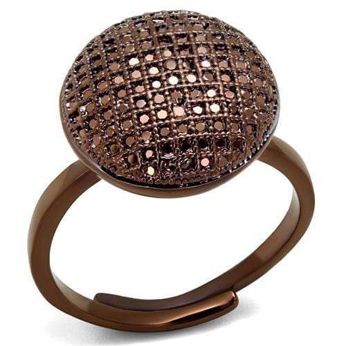 3W1178 - IP Coffee light Brass Ring with AAA Grade CZ in Light Coffee - Alamode - Flyclothing LLC