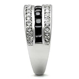 3W117 - Rhodium Brass Ring with AAA Grade CZ in Jet - Alamode - Flyclothing LLC