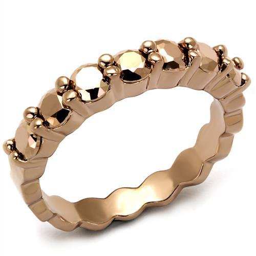 3W1195 - IP Rose Gold(Ion Plating) Brass Ring with AAA Grade CZ in Metallic Light Gold - Alamode - Flyclothing LLC