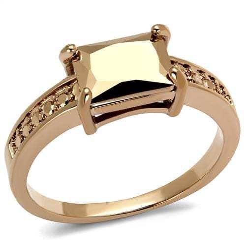 3W1197 - IP Rose Gold(Ion Plating) Brass Ring with AAA Grade CZ in Metallic Light Gold - Alamode - Flyclothing LLC