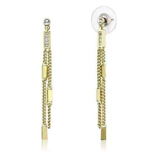 3W1203 - Gold Brass Earrings with Top Grade Crystal in Clear - Alamode - Flyclothing LLC