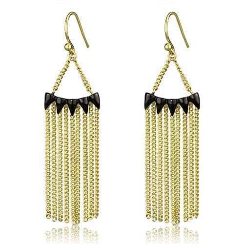 3W1206 - Gold+Ruthenium Brass Earrings with Top Grade Crystal in Clear - Alamode - Flyclothing LLC
