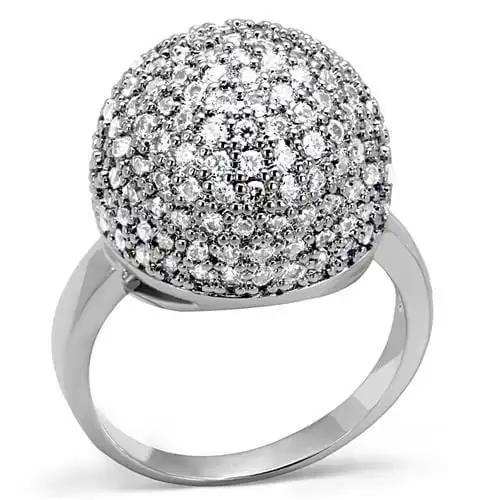 3W1213 - Rhodium Brass Ring with AAA Grade CZ in Clear - Alamode - Flyclothing LLC