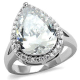 3W1215 - Rhodium Brass Ring with AAA Grade CZ in Clear - Alamode - Flyclothing LLC