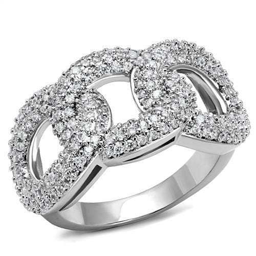 3W1218 - Rhodium Brass Ring with AAA Grade CZ in Clear - Alamode - Flyclothing LLC