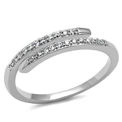 3W1222 - Rhodium Brass Ring with AAA Grade CZ in Clear - Alamode - Flyclothing LLC