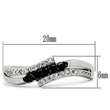 3W122 - Rhodium + Ruthenium Brass Ring with AAA Grade CZ in Jet - Alamode - Flyclothing LLC