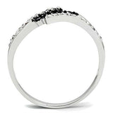 3W122 - Rhodium + Ruthenium Brass Ring with AAA Grade CZ in Jet - Alamode - Flyclothing LLC