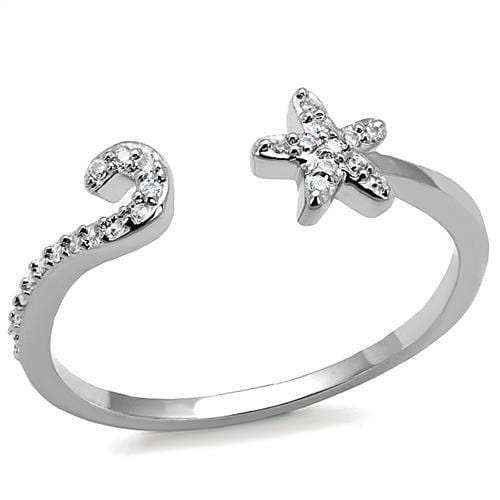 3W1240 - Rhodium Brass Ring with AAA Grade CZ in Clear - Alamode - Flyclothing LLC