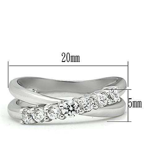 3W124 - Rhodium Brass Ring with AAA Grade CZ in Clear - Alamode - Flyclothing LLC