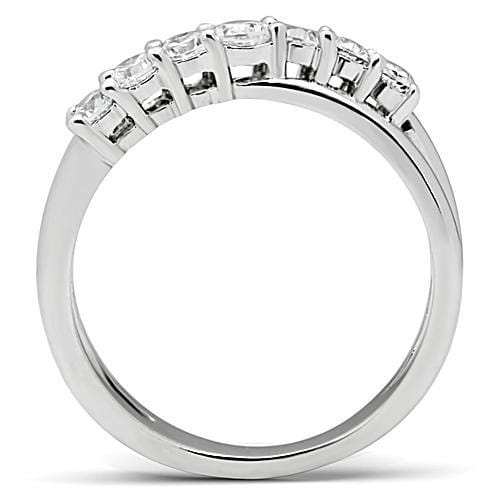 3W124 - Rhodium Brass Ring with AAA Grade CZ in Clear - Alamode - Flyclothing LLC