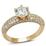 3W1254 - Rose Gold Brass Ring with AAA Grade CZ in Clear - Alamode - Flyclothing LLC