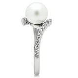 3W126 - Rhodium Brass Ring with Synthetic Pearl in White - Alamode - Flyclothing LLC