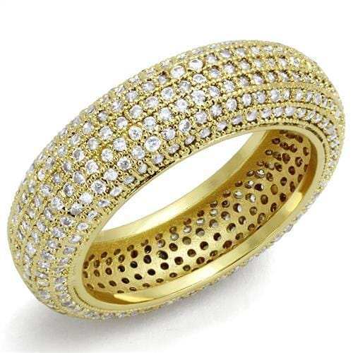 3W1272 - Gold Brass Ring with AAA Grade CZ in Clear - Alamode - Flyclothing LLC