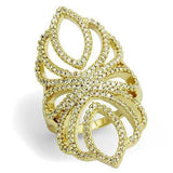 3W1274 - Gold Brass Ring with AAA Grade CZ in Clear - Alamode - Flyclothing LLC