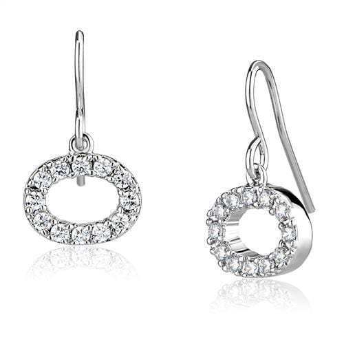 3W1278 - Rhodium Brass Earrings with AAA Grade CZ in Clear - Alamode - Flyclothing LLC