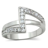 3W127 - Rhodium Brass Ring with AAA Grade CZ in Clear - Alamode - Flyclothing LLC