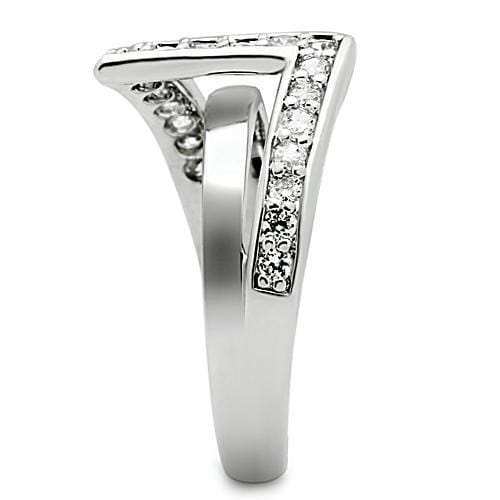 3W127 - Rhodium Brass Ring with AAA Grade CZ in Clear - Alamode - Flyclothing LLC