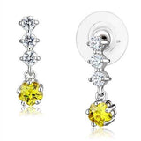 3W1285 - Rhodium Brass Earrings with AAA Grade CZ in Topaz - Alamode - Flyclothing LLC